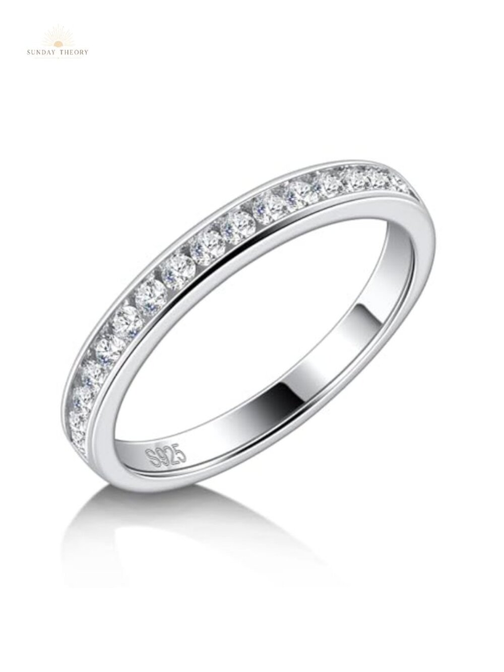 Sterling Silver Moissanite Half Eternity Ring Women's Channel Set Wedding Band